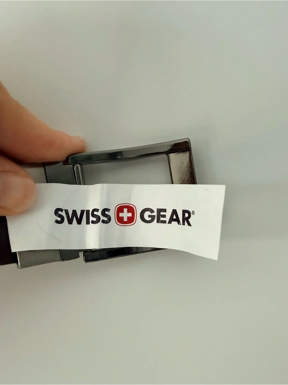 Men’s Swiss Gear Black Leather Belt with Silver Buckle